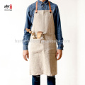 Custom painting Premium Quality Washed Linen Kitchen Apron For Men